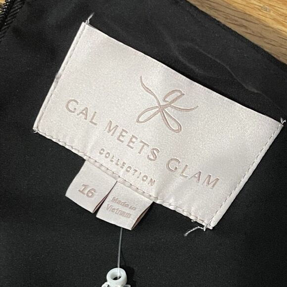 GAL MEETS GLAM Celeste Fit Flare Dress Size 16 Black NEW Party LBD Cocktail Chic - Picture 4 of 12